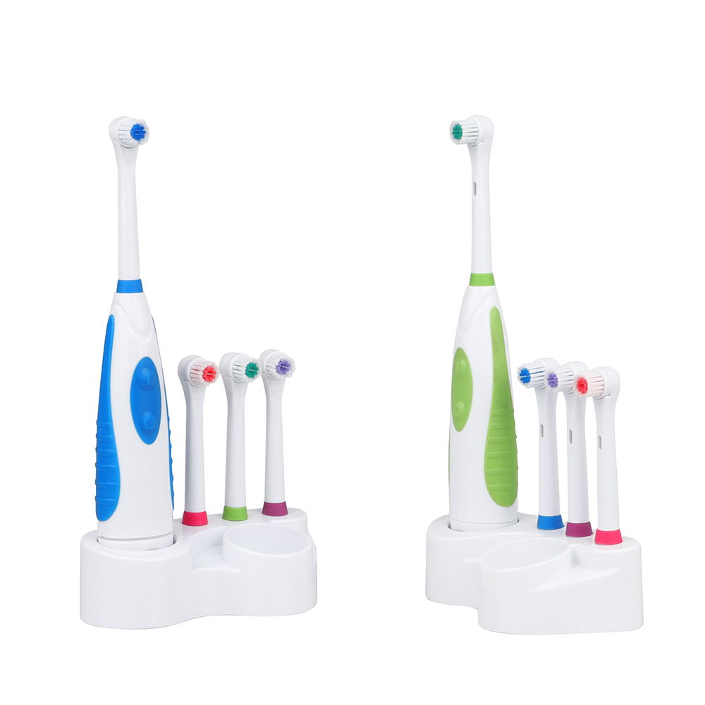 Cepillo de dientes eléctrico de batería KHET004-3 con tres cabezales de repuesto Dupont perfecto para blanqueamiento dental y limpieza Kit familiar versión económica