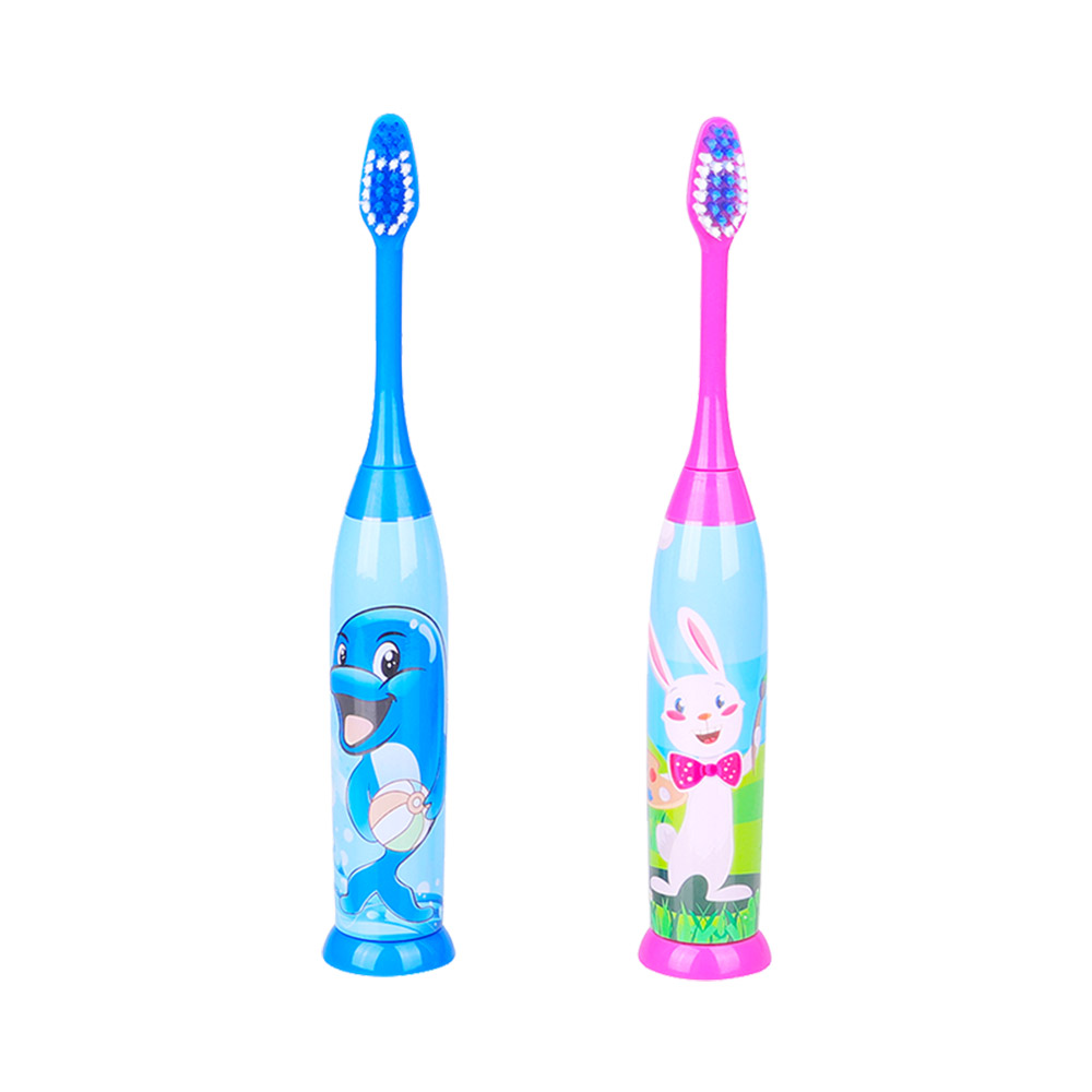 Cepillo de dientes eléctrico sónico KHET 011-F con cabezal de cepillo Extra suave reemplazable, diseño de modelado de dibujos animados para niños