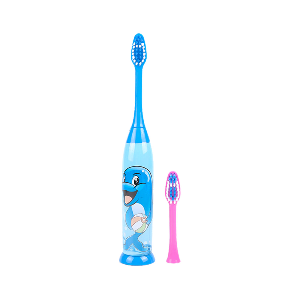 Cepillo de dientes eléctrico sónico KHET 011-F con cabezal de cepillo Extra suave reemplazable, diseño de modelado de dibujos animados para niños