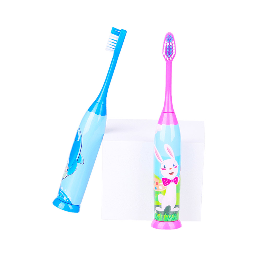 Cepillo de dientes eléctrico sónico KHET 011-F con cabezal de cepillo Extra suave reemplazable, diseño de modelado de dibujos animados para niños