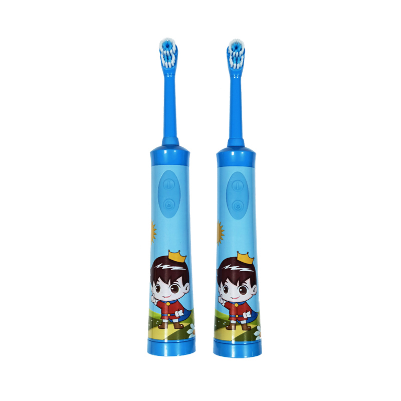 KHET019, nuevo diseño, cepillo de dientes eléctrico giratorio con un recambio, cabezal de cepillo Dupont Extra suave, diseño de modelado de dibujos animados para niños